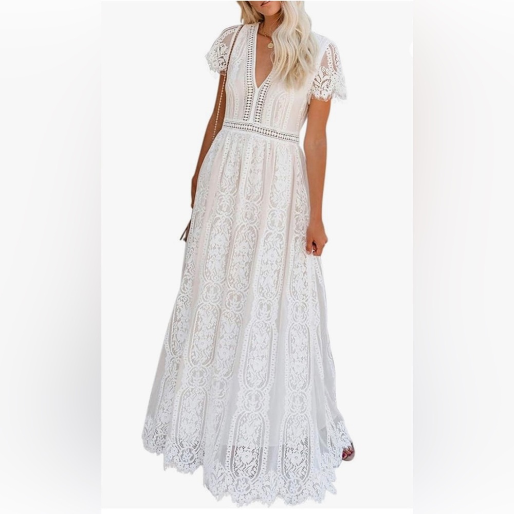 White lace boho dress